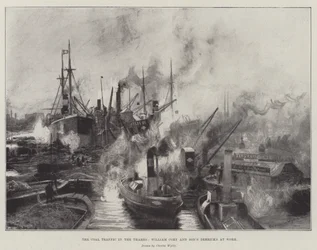 Koltrafiken i Themsen, William Cory och Sons borrtorn på jobbet